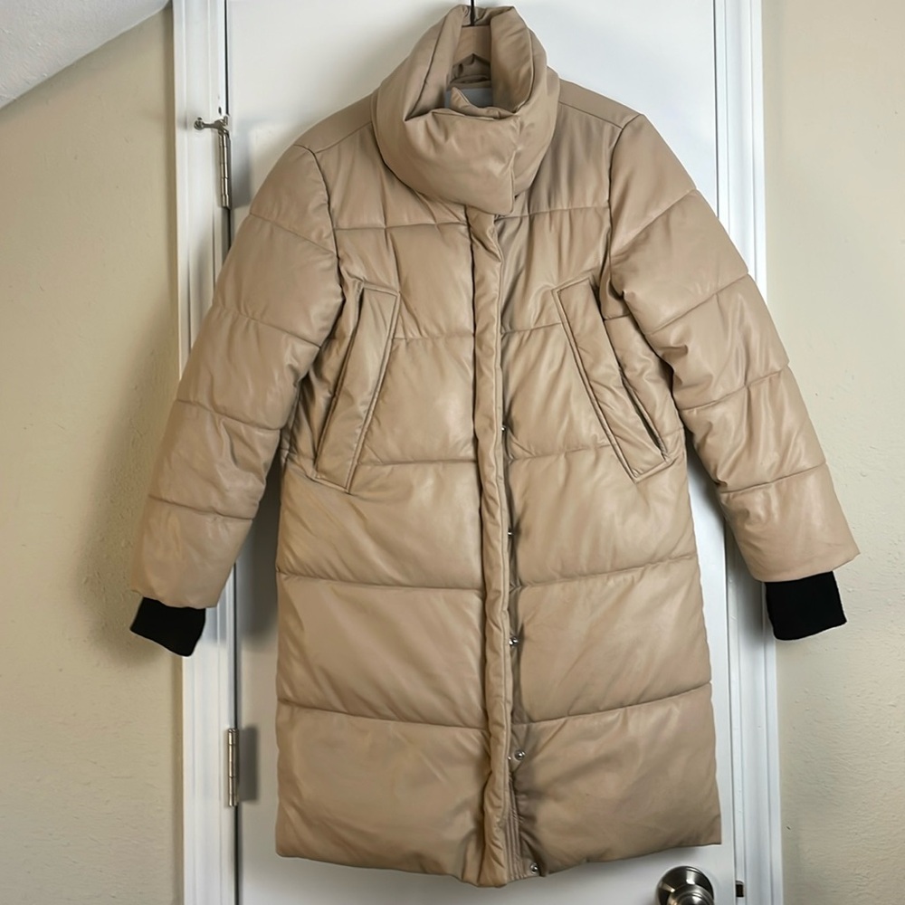 NVLT Faux Leather Puffer Coat